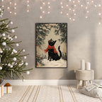 Black Cat Christmas Wall Art