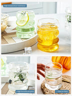 Ribbed Glass Tumbler Set with Straws (4-Piece)