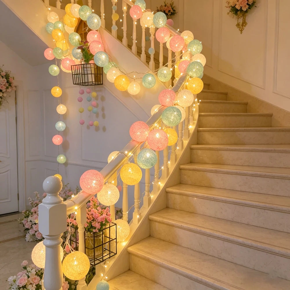 Cotton Ball LED String Lights