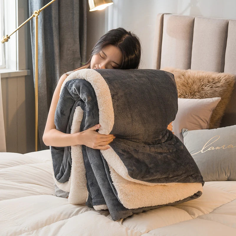 Double-Sided Winter Throw Blanket